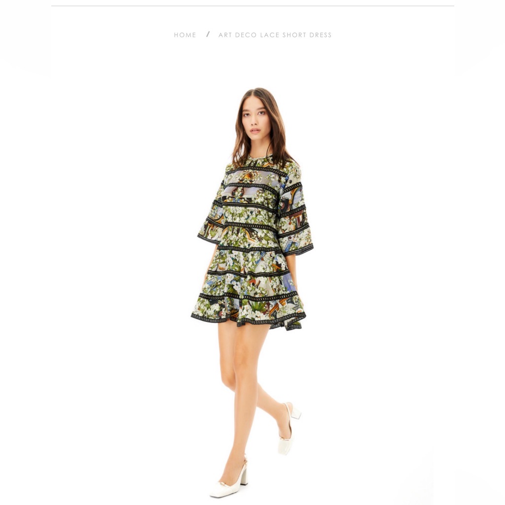 Figawi Shane Peacock The Art Deco Lace Short Dress -Lace Detailing+Flared Bottom